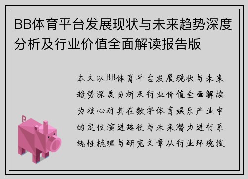 BB体育平台发展现状与未来趋势深度分析及行业价值全面解读报告版